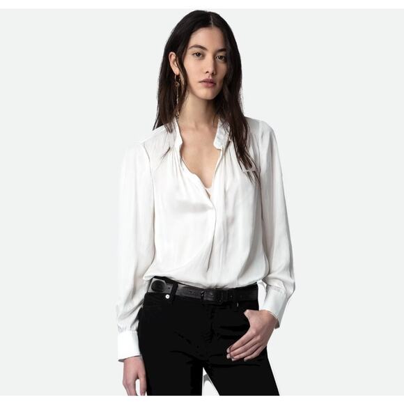 ZADIG & VOLTAIRE TINK SATIN PERM BLOUSE, SIZE S, NWT - Picture 1 of 9
